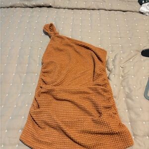 Chic One-Shoulder Textured Dress in Orange